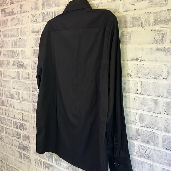 Rosso Milano Italy Men’s Dress Shirt Black L 16.5 L/S Reversible Cuff Button Up - Picture 9 of 10